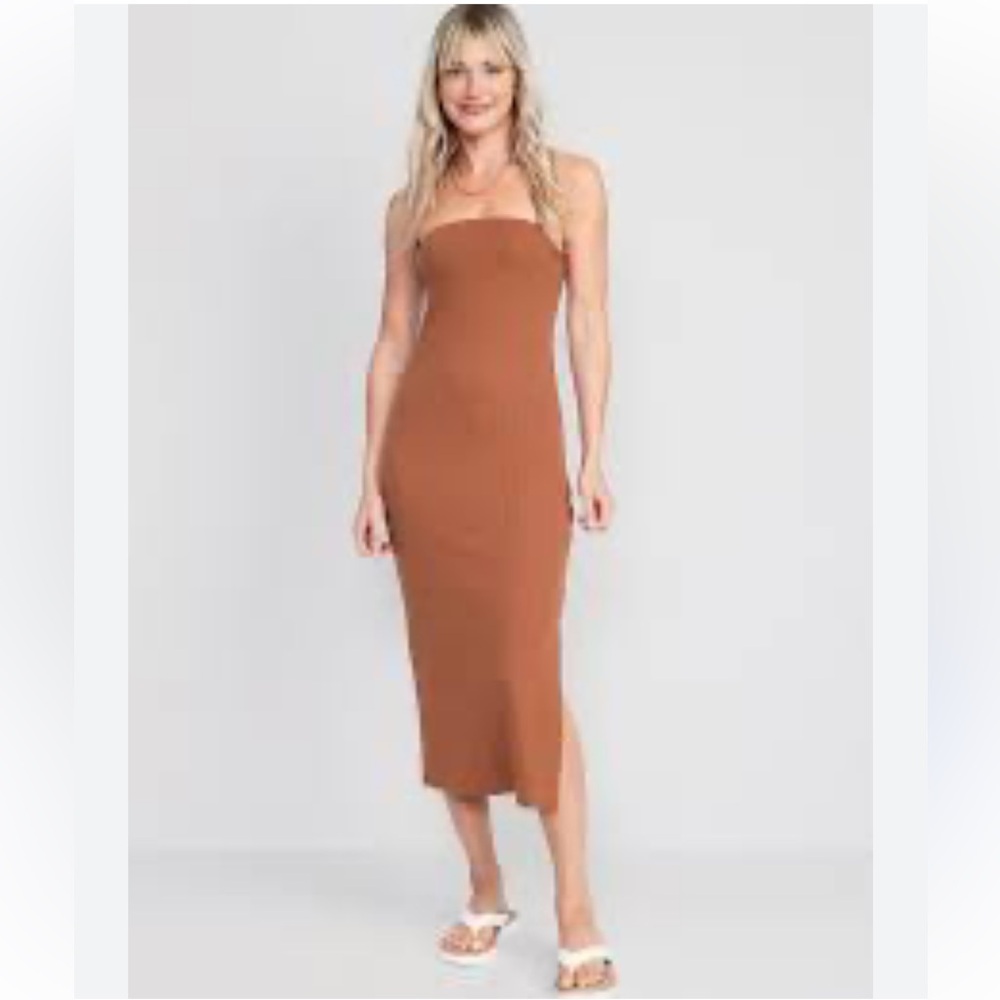 Old Navy Rust Strapless Midi Dress